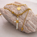 Collar en capas estilo dije de cruz de San Benito con cadena mixta