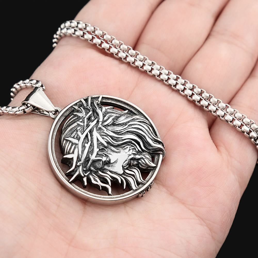 Collar con colgante de corona de espinas de Jesús estilo retro punk