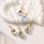 Collar con colgante de la serie de Jesús de cristal de estilo de moda sencillo