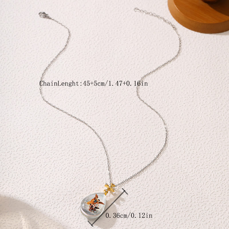 Collar con colgante de la serie de Jesús de cristal de estilo de moda sencillo