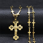 Collar con Colgante de Crucifijo de Estilo Retro Noble con Cadena