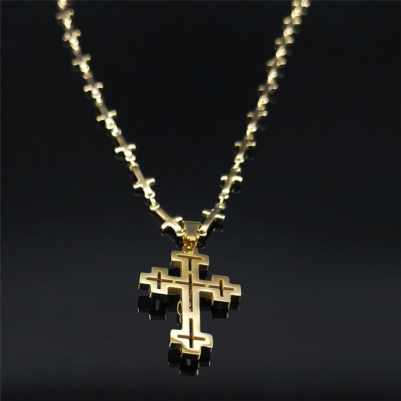 Collar con Colgante de Crucifijo de Estilo Retro Noble con Cadena
