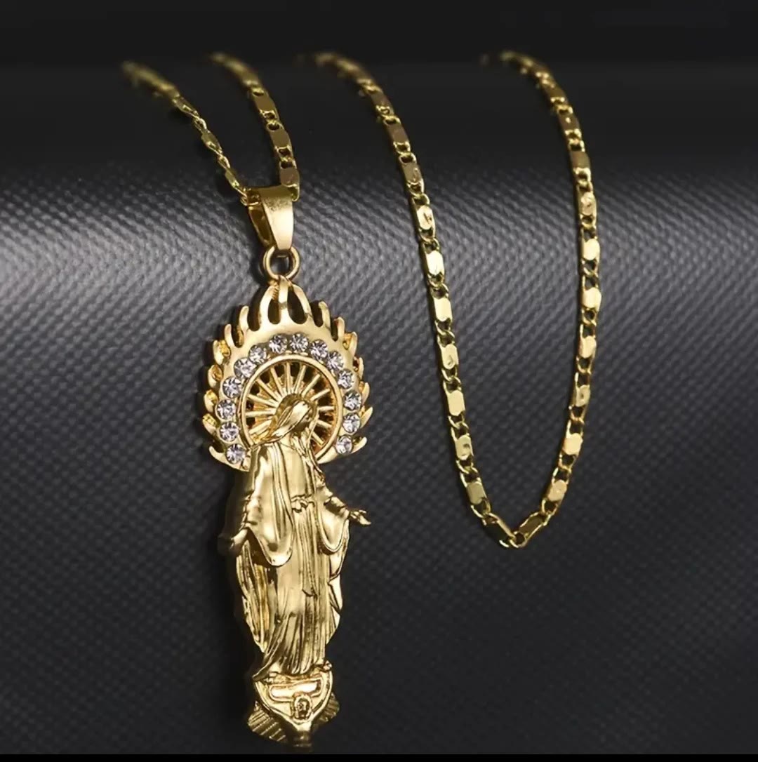 Collar con colgante de la Virgen de Guadalupe de lujo