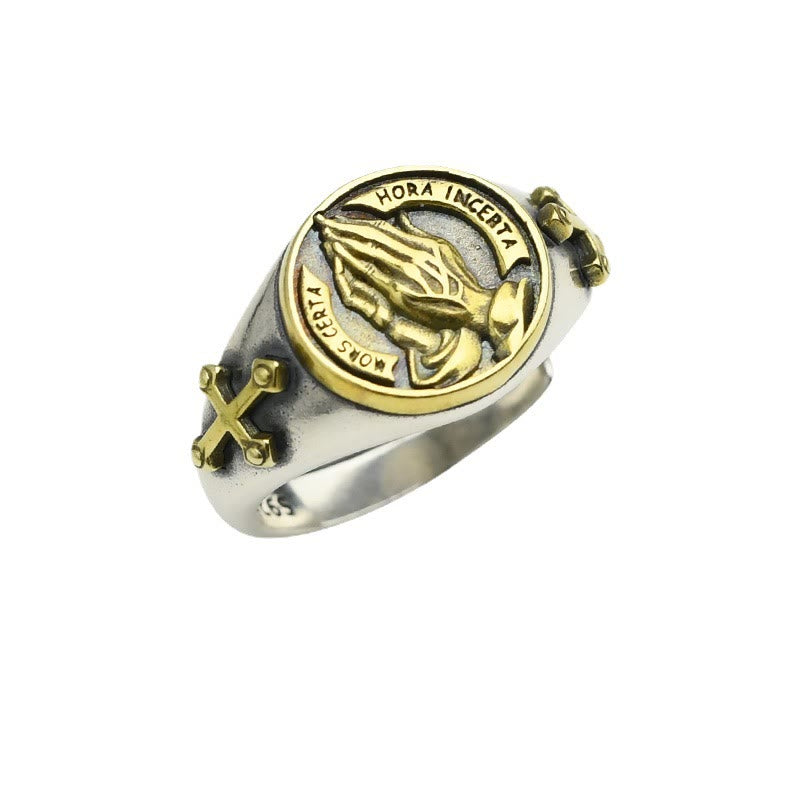 Anillo de titanio Manos que Oran estilo clásico