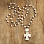 Collier pendentif croix tressé turquoise style ethnique