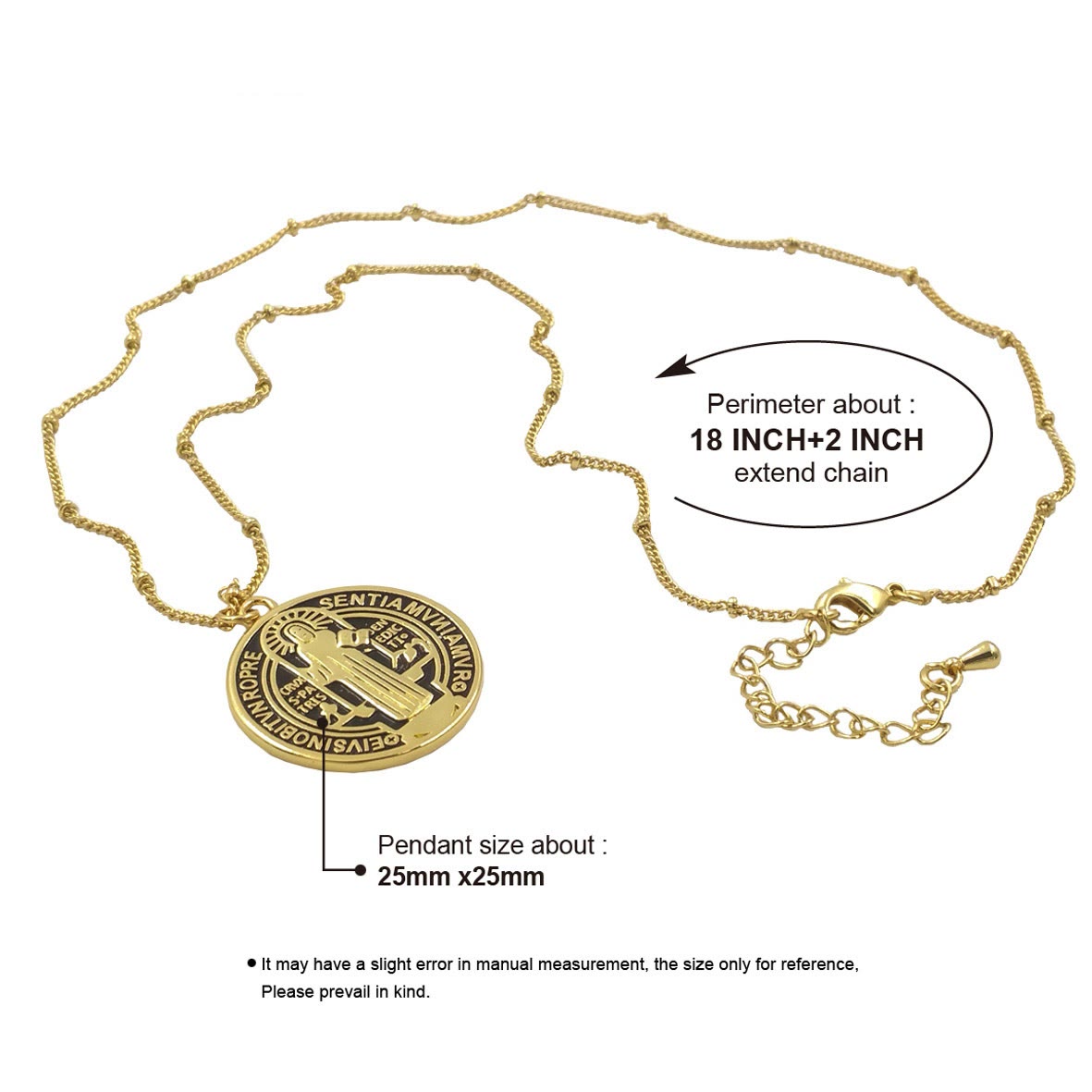 Collier Pendentif Élégant Saint Benoît en Laiton Plaqué Or