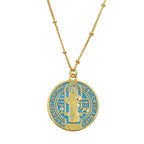 Collier Pendentif Élégant Saint Benoît en Laiton Plaqué Or
