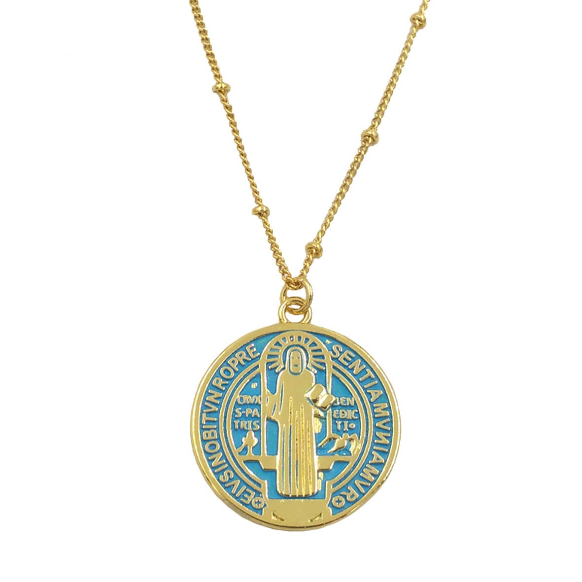 Collier Pendentif Élégant Saint Benoît en Laiton Plaqué Or