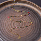 Collar de cadena de clavícula colorido de estilo fresco y elegante con cruz y 5 opciones de medallas
