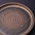 Collar de cadena de clavícula colorido de estilo fresco y elegante con cruz y 5 opciones de medallas
