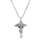Collar con colgante de aleación de ángel con alas cortas estilo retro hip-hop