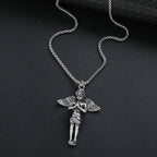 Collar con colgante de aleación de ángel con alas cortas estilo retro hip-hop