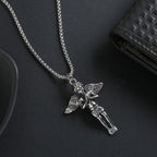 Collar con colgante de aleación de ángel con alas cortas estilo retro hip-hop