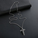 Collar con colgante de aleación de ángel con alas cortas estilo retro hip-hop