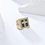 Bague carrée en acier au titane style rétro hip-hop
