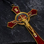 Collier Pendentif Crucifix Classique Rouge/Bleu Grande Taille (5 couleurs)