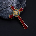 Collier Pendentif Crucifix Classique Rouge/Bleu Grande Taille (5 couleurs)