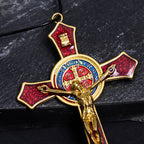 Collier Pendentif Crucifix Classique Rouge/Bleu Grande Taille (5 couleurs)