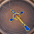 Collier Pendentif Crucifix Classique Rouge/Bleu Grande Taille (5 couleurs)