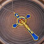 Collier Pendentif Crucifix Classique Rouge/Bleu Grande Taille (5 couleurs)