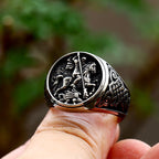 Anillo de aleación con diseño clásico retro de dragón de San Jorge