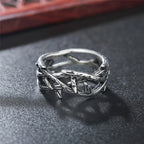 Anillo de acero de titanio con corona de espinas de Jesús de estilo retro, elaborado a mano
