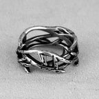 Anillo de acero de titanio con corona de espinas de Jesús de estilo retro, elaborado a mano