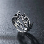 Anillo de acero de titanio con corona de espinas de Jesús de estilo retro, elaborado a mano