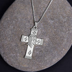 Collar con colgante de protección de cruz con icono de Jesús de estilo retro