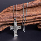 Collar con colgante de protección de cruz con icono de Jesús de estilo retro