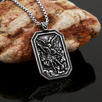 Collar de acero inoxidable con colgante de San Miguel Arcángel, estilo clásico, protección