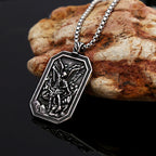 Collar de acero inoxidable con colgante de San Miguel Arcángel, estilo clásico, protección