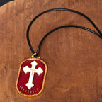 Collier pendentif bouclier de protection Croix de Jérusalem, style design moderne