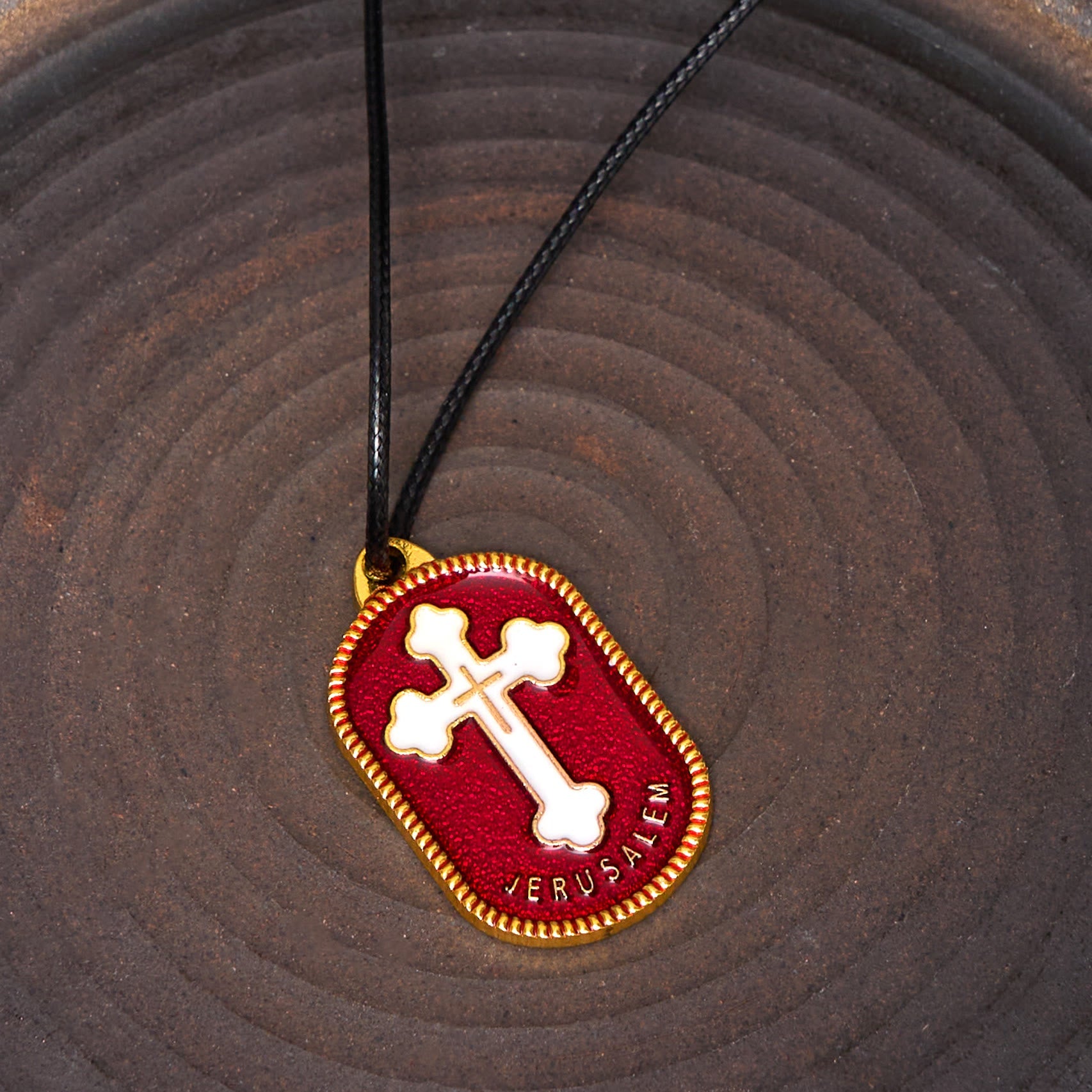Modern Design Style Jerusalem Cross Protection Shield Pendant Necklace