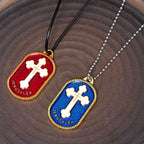 Collier pendentif bouclier de protection Croix de Jérusalem, style design moderne