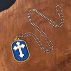 Collier pendentif bouclier de protection Croix de Jérusalem, style design moderne