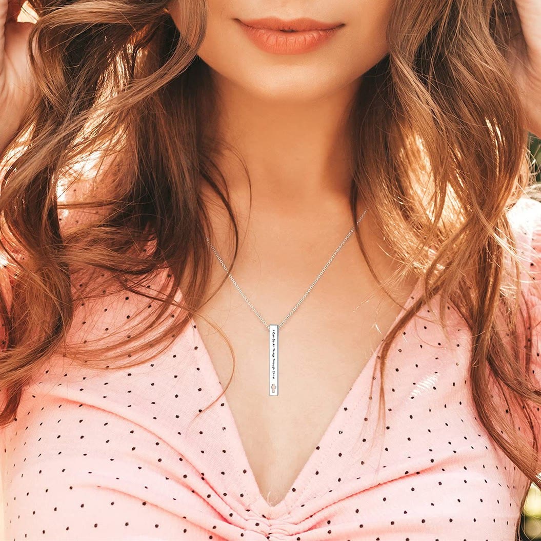 Collar con colgante de inspiración, fuerza y fe, con versículos bíblicos de estilo de diseño minimalista (8 versículos)