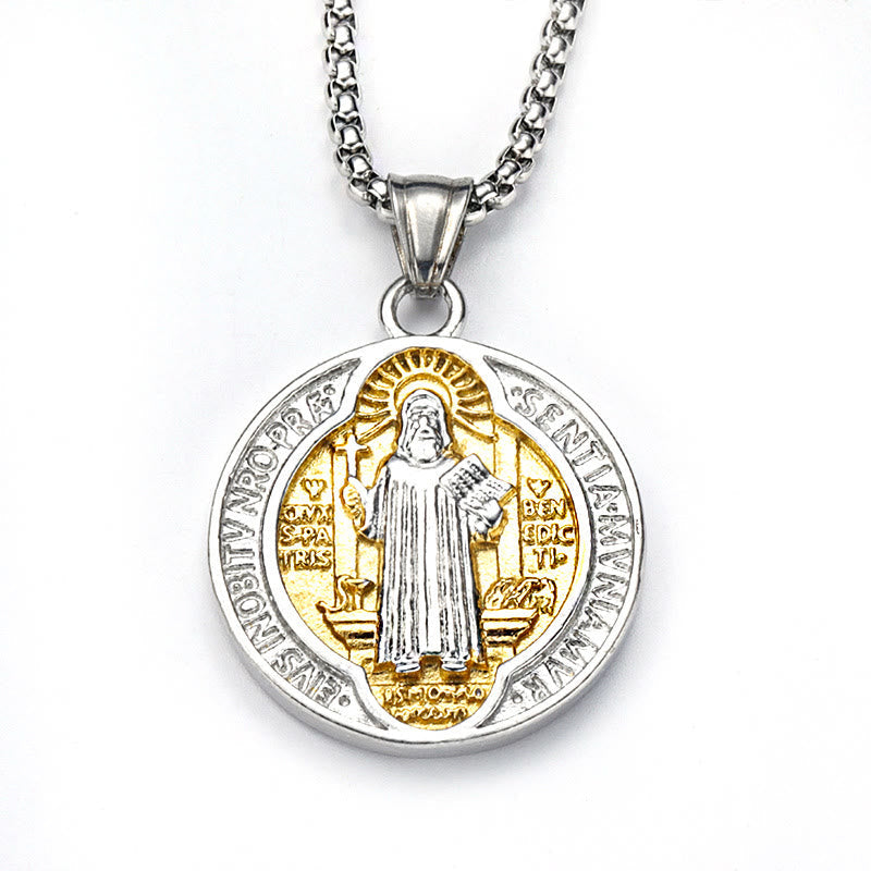 Collier Pendentif Protection Sacrée Style Rétro Classique Saint Benoît