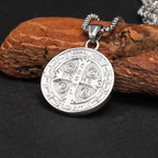 Collier Pendentif Protection Sacrée Style Rétro Classique Saint Benoît