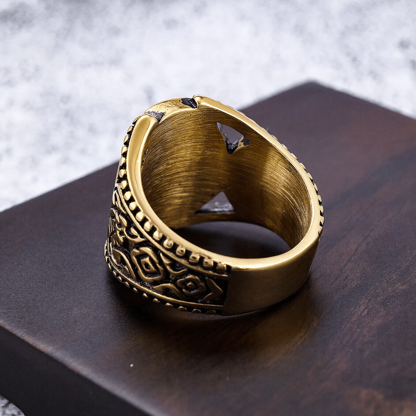 Bague en alliage avec symbole Croix de Jérusalem, style classique, fabrication ancienne
