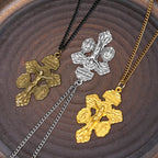 Collier pendentif double face gravé style classique 3 couleurs pardon crucifix