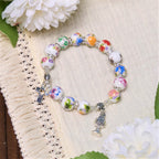 Bracelet Chapelet Une Dizaine Perles Céramique Style Coloré Saint Graal