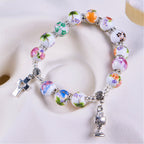 Bracelet Chapelet Une Dizaine Perles Céramique Style Coloré Saint Graal