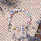 Bracelet Chapelet Une Dizaine Perles Céramique Style Coloré Saint Graal