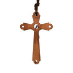 Collier pendentif dévotionnel béni en bois d'olivier style classique