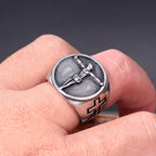 Anillo de fe bendecido con el símbolo de la cruz de Jesús, estilo clásico retro