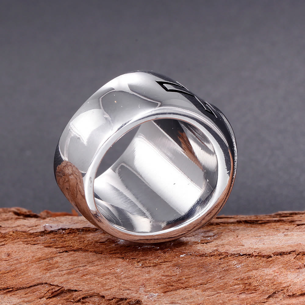 Anillo de fe bendecido con el símbolo de la cruz de Jesús, estilo clásico retro