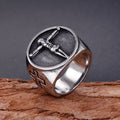 Anillo de fe bendecido con el símbolo de la cruz de Jesús, estilo clásico retro
