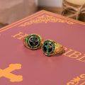 Bague Rétro en Alliage Doré avec Pierres Précieuses Vertes en Croix