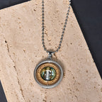 Collar con colgante giratorio con icono de Jesús, San Benito y la Virgen María, estilo retro